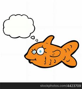 cartoon happy goldfish with thought bubble