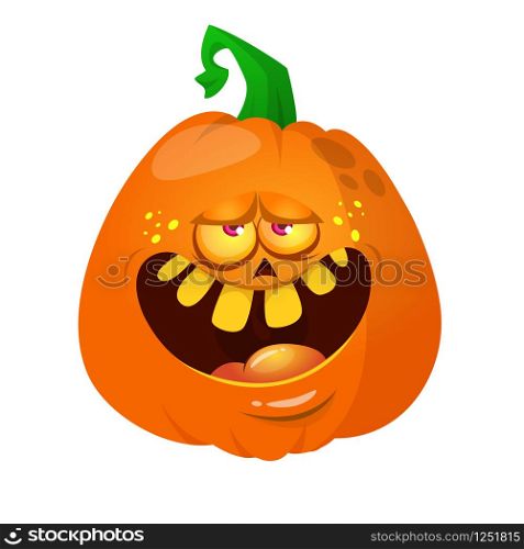 Cartoon happy halloween carved pumpkin isolated on white background. Vector illustration