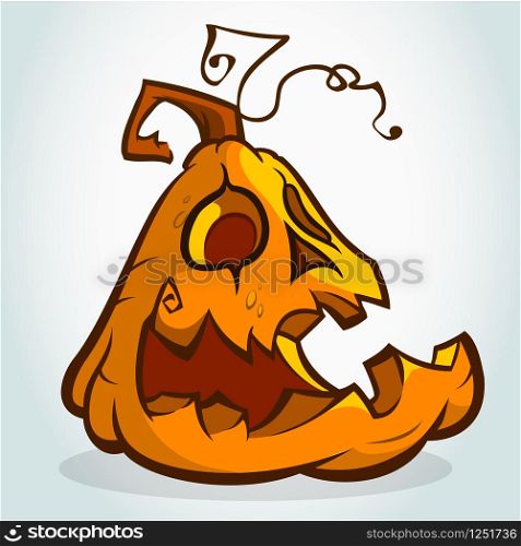 Cartoon happy halloween pumpkin Jack O Lantern head with smiling expression. Vector illustration isolated on white background
