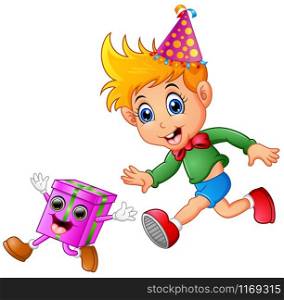 Cartoon Happy kid celebrating birthday