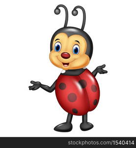 Cartoon happy ladybug posing