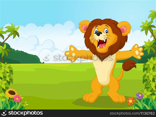 Cartoon happy lion