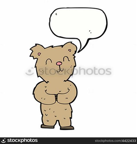 cartoon happy little bear with speech bubble