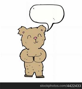 cartoon happy little bear with speech bubble