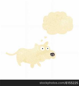 cartoon happy little dog with thought bubble