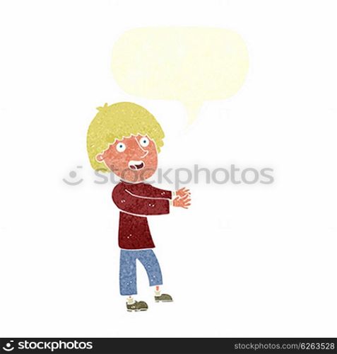 cartoon happy man showing with speech bubble