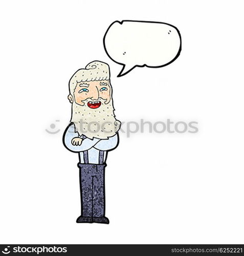 cartoon happy man with beard with speech bubble