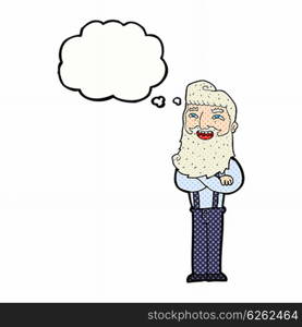 cartoon happy man with beard with thought bubble