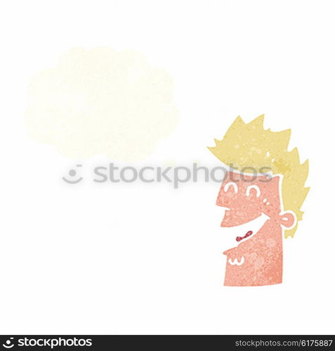 cartoon happy man with thought bubble