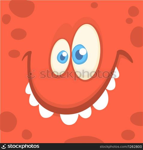 Cartoon happy monster face. Vector