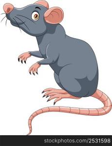 Cartoon happy mouse on white background