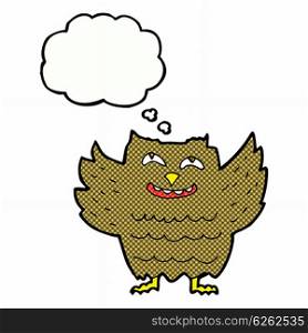 cartoon happy owl with thought bubble