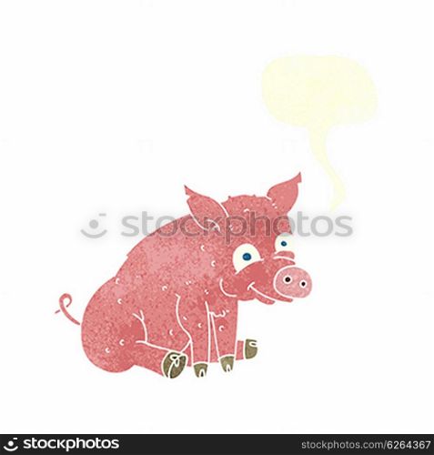 cartoon happy pig with speech bubble
