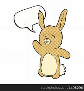 cartoon happy rabbit with speech bubble