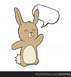 cartoon happy rabbit with speech bubble