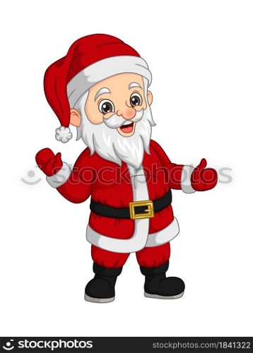 Cartoon happy santa claus waving hand