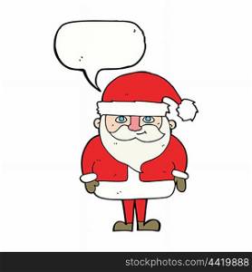cartoon happy santa claus with speech bubble