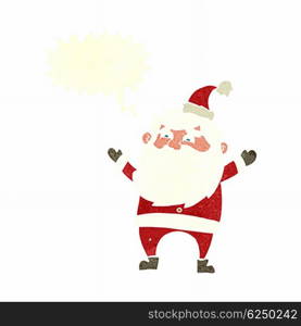 cartoon happy santa claus with speech bubble