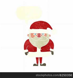 cartoon happy santa claus with speech bubble