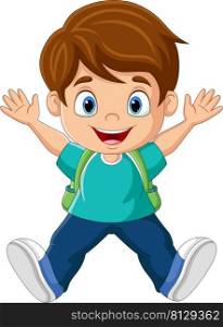 Cartoon happy school boy posing