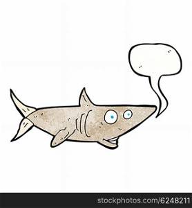cartoon happy shark with speech bubble