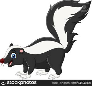 Cartoon happy skunk on white background