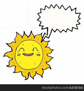 cartoon happy sun with speech bubble