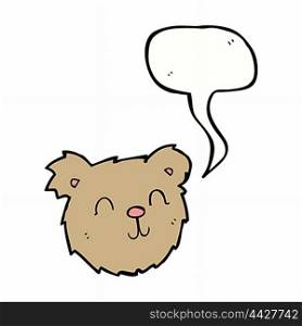 cartoon happy teddy bear face with speech bubble