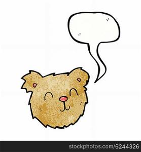 cartoon happy teddy bear face with speech bubble