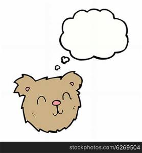 cartoon happy teddy bear face with thought bubble