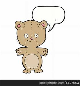 cartoon happy teddy bear with speech bubble