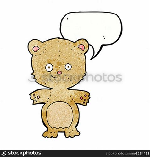 cartoon happy teddy bear with speech bubble
