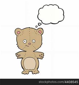 cartoon happy teddy bear with thought bubble