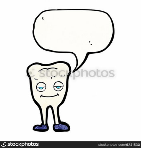 cartoon happy tooth with speech bubble