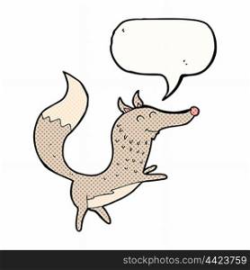 cartoon happy wolf with speech bubble