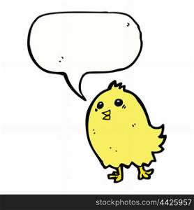 cartoon happy yellow bird with speech bubble