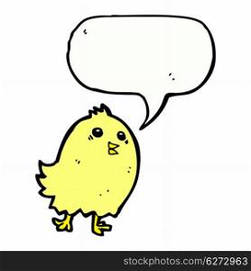 cartoon happy yellow bird with speech bubble