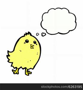 cartoon happy yellow bird with thought bubble