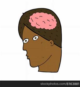 cartoon head with brain symbol