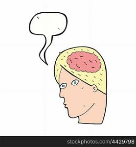 cartoon head with brain symbol with speech bubble