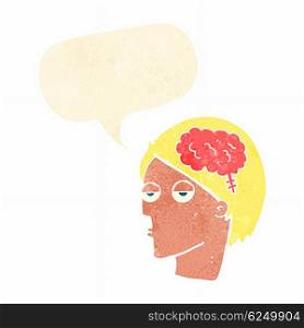 cartoon head with brain symbol with speech bubble