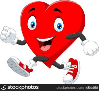 Cartoon heart running to keep healthy