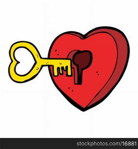 cartoon heart with key