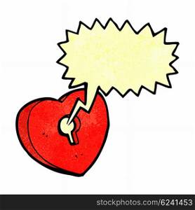cartoon heart with keyhole with speech bubble