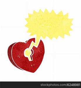 cartoon heart with keyhole with speech bubble