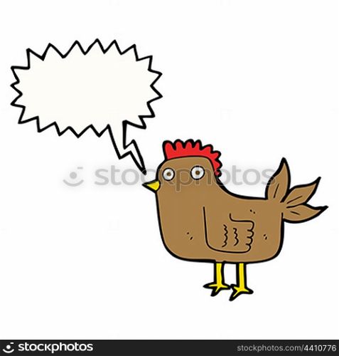 cartoon hen with speech bubble