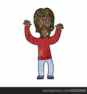 cartoon hippie man waving arms