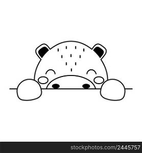 Cartoon hippo face in Scandinavian style. Cute animal for kids t-shirts, wear, nursery decoration, greeting cards, invitations, poster, house interior. Vector stock illustration