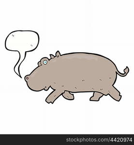 cartoon hippopotamus with speech bubble