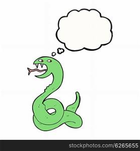 cartoon hissing snake with thought bubble